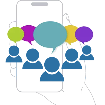 Pantalla con iconos de una conversación 